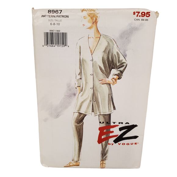 Vintage Vogue 90s 8967 Size 6-10 Vintage Sewing Pattern UNCUT Ultra EZ by Vogue - Picture 1 of 8